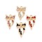 Alloy Rhinestone Pendants, Bowknot, Golden, Mixed Color, 23x14x3mm, Hole: 1.8mm