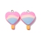 Resin Pendants, Heart Lollipop Charms, with Platinum Iron Loops, Flamingo, 25.5x18.5x5.5mm, Hole: 2mm
