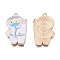 Rack Plating Eco-Friendly Alloy Enamel Pendants, Cadmium Free & Lead Free, Light Gold, Epidemic Prevention Personnel, Deep Sky Blue, 35x20.5x1.5mm, Hole: 2mm