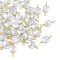 Glass Faceted Square Connector Charms, with Brass Wire Loops, Real 18K Gold Plated, Rack Plating, Long-Lasting Plated, Light Steel Blue, 14x6x4.5mm, Hole: 1.2~1.4mm