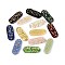 Transparent Glass Beads, Rectangle, Golden Metal Enlaced, Mixed Color, 25x10x4mm, Hole: 1~1.2mm