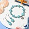 Starfish & Tortoise Synthetic Turquoise Beaded Stretch Bracelets & Dangle Earrings Kits, Alloy Jewely for Women, Dark Turquoise, 52x14mm