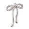 Rack Plating Brass Micro Pave Clear Cubic Zirconia Pendants, Long-Lasting Plated, Lead Free & Cadmium Free, Bowknot, Platinum, 28x20x3mm, Hole: 1.2mm