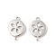 Brass Connector Charms, Cadmium Free & Lead Free, Flat Round with Hollow Flower, Platinum, 21x15x3.5mm, Hole: 1.5mm
