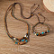 Wood & Alloy & Wax Cord Beaded Necklace & Braided Bead Style Bracelets Sets, Peru, 450mm