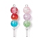 2Pcs Glass Pendants, Lollipop Tanghulu Charms, Stainless Steel Color, 35.5x8.5mm, Hole: 1.6mm, 2pcs/set