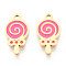 304 Stainless Steel Enamel Charms, Lollipop Charm, Ion Plating(IP), Real 14K Gold Plated, Hot Pink, 13x7x0.9mm, Hole: 1mm