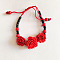 Rose Adjustable Cinnabar Braided Bead Bracelets, Feng Shui Energy Bracelets for Women, Red, 7-1/8 inch(18cm)