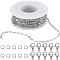 10M 304 Stainless Steel Paperclip Chains, withPlastic Empty Spools for Wire,wih 50Pcs Open Jump Rings with 20Pcs  Lobster Claw Clasps, Stainless Steel Color, 4~82x2~15x0.5mm