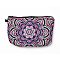 Polyester Tarp Zip Cosmetic Pouches, Rectangle with Flower Pattern, Purple, 14.4x21.7x2.1cm