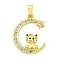Brass Micro Pave Clear Cubic Zirconia Pendants, Cadmium Free & Nickel Free & Lead Free, The 12 Chinese Zodiac, Tiger, 21x16.5x2.5mm, Hole: 5x2.8mm