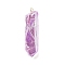 Electroplated Natural Quartz Pendants, with Brass Findings, Bullets, Pointed Pendants, Golden, Violet, 40~65x7~15mm, Hole: 3mm