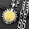Flat Round with Virgin Pattern 201 Stainless Steel Pendant Necklaces for Men Women, Golden & Stainless Steel Color, 21.65 inch(55cm)