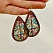 Colorful Acrylic Teardrop Dangle Earrings, Flower, 82mm