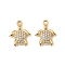 304 Stainless Steel with Crystal Rhinestone Charms, Ion Plating(IP), Golden, Tortoise, 14x11.5x3mm, Hole: 1.4mm
