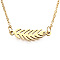 201 Stainless Steel Pendant Necklaces, with Cable Chains, Leaf, Golden, 17.1 inch(43.5cm), 1.5mm, Leaf: 6x22x1mm