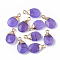 Natural White Jade Pendants, with Top Golden Plated Iron Loops, Teardrop, Faceted, Dyed, 17~19x10x5mm, Hole: 1.8mm