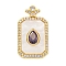 Brass Micro Pave Cubic Zirconia Pendants, Cadmium Free & Nickel Free & Lead Free, with Acrylic, Teardrop, 22.5x13x6mm, Hole: 6x3.2mm