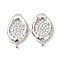Brass Micro Pave Cubic Zirconia Stud Earring Findings, with Vertical Loops, Twist Oval, Cadmium Free & Nickel Free & Lead Free, Platinum, 19x11mm, Hole: 1.4mm, Pin: 0.8mm