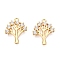 Brass Micro Pave Clear Cubic Zirconia Charms, Tree, Real 18K Gold Plated, 14.5x11.5x2mm, Hole: 1mm