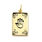 Rack Plating Brass Pendants, Long-Lasting Plated, with Jump Rings, Cadmium Free & Lead Free, Rectangle with Palm Pattern Charm, Real 18K Gold Plated, 16.5x10x1.5mm, Hole: 3mm, ring: 5x0.9mm