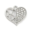Rack Plating Alloy Micro Pave Rhinestone Pendants, Heart, Platinum, 17x17.5x3mm, Hole: 1.8mm
