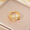 Brass Micro Pave Cubic Zirconia Adjustable Finger Rings for Women, Golden, Round, 21x10mm, Inner Diameter: 17mm