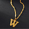 Brass Initial Pendant Necklaces, Golden, Letter W, 17.72 inch(45cm)