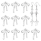 5 Pairs Brass Micro Pave Clear Cubic Zirconia Pendants, Nickel Free, Bowknot, Silver, 19x13x2.5mm, Hole: 1mm