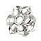 Adjustable 304 Stainless Steel Open Cuff Ring Components, Bezel Cup Ring Settings, Flower, Non-Tarnish, Stainless Steel Color, Tray: 6mm, Inner Diameter: 18mm, Flower: 25.5x29.5mm