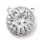 Brass Micro Pave Clear Cubic Zirconia Pendants, Cadmium Free & Nickel Free & Lead Free, Flat Round Charms, Platinum, 11.5x11.5x7mm, Hole: 0.8mm