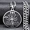 201 Stainless Steel Enamel Pendant Necklace, Moon Goddess, Stainless Steel Color, 23.39 inch(59.4cm)