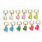 Brass Micro Pave Cubic Zirconia Huggie Hoop Earrings, with Enamel, Nickel Free, Heart, Real 16K Gold Plated, Mixed Color, 28x12.5mm, Pin: 1mm