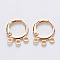 Brass Huggie Hoop Earring Findings, Nickel Free, with Horizontal Loop, Real 18K Gold Plated, 14.5x11.5x1.5mm, Hole: 1.5mm, Pin: 0.8