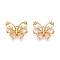 Brass Micro Pave Cubic Zirconia Charms, Butterfly, Real 18K Gold Plated, 11.5~12x14.5x5.5mm, Hole: 1.5mm