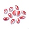 Opaque Glass Cabochons, Stripe Pattern, teardrop, Colorful, 10x6x3mm