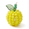 Seed Beads Beaded Pendants, Apple Charms, with Glass Pearl Beads inside, Yellow, 21.5x15mm, Hole: 2mm