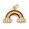 Brass Micro Pave Clear Cubic Zirconia Enamel Pendants, Rainbow Charms, Long-Lasting Plated, Rack Plating, Lead Free & Cadmium Free, with Jump Ring, Real 18K Gold Plated, 15x20x3mm, Hole: 3mm
