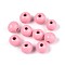Spray Painted Round Natural Schima Wood Beads, Pink, 8~8.5x6.8mm, Hole: 1.8~2mm