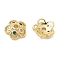 Rack Plating Brass Micro Pave Cubic Zirconia Bead Caps, Long-Lasting Plated, Lead Free & Cadmium Free, Flower, Real 18K Gold Plated, Green, 7x8x2.5mm, Hole: 1.4mm
