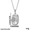 Stainless Steel Textured Rectangle Pendant Necklaces for Women, Silver, 17.72 inch(45cm)