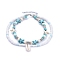 Cowrie Shell Anklets, with Turquoise Beads and Glass Seed Beads, Tibetan Style Alloy Beads, Zinc Alloy Lobster Claw Clasps, Turquoise, 9-1/2 inch(24cm)