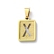 304 Stainless Steel Alphabet Pendants, Real 18K Gold Plated, Rectangle Charm, Letter X, 17.5x12x2mm, Hole: 7.5x3.5mm