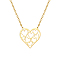 Stainless Steel  Pendant Necklaces, Hollow Heart, Real 18K Gold Plated, No Size 