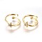 Adjustable Brass Micro Pave Cubic Zirconia Finger Rings, Star, Golden, Size 6, 16mm