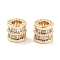 Brass Micro Pave Clear Cubic Zirconia Beads, Cadmium Free & Nickel Free & Lead Free, Column, Real 18K Gold Plated, 7.5x7mm, Hole: 4mm