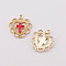 Alloy Enamel Pendants, Golden, Heart with Cross, Red, 21x20x2mm