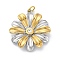304 Stainless Steel Rhinestone Pendants, with Jump Ring, Flower Charm, Ion Plating(IP), Real 18K Gold Plated, 22.5x20x4mm