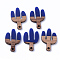 Resin & Walnut Wood Pendants, Cactus, Medium Blue, 25x16.5x3mm, Hole: 2mm