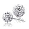 Brass Ball Stud Earrings, with Rhinestone, Round, Platinum, Crystal, 12mm